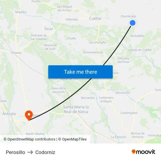 Perosillo to Codorniz map
