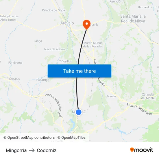 Mingorría to Codorniz map