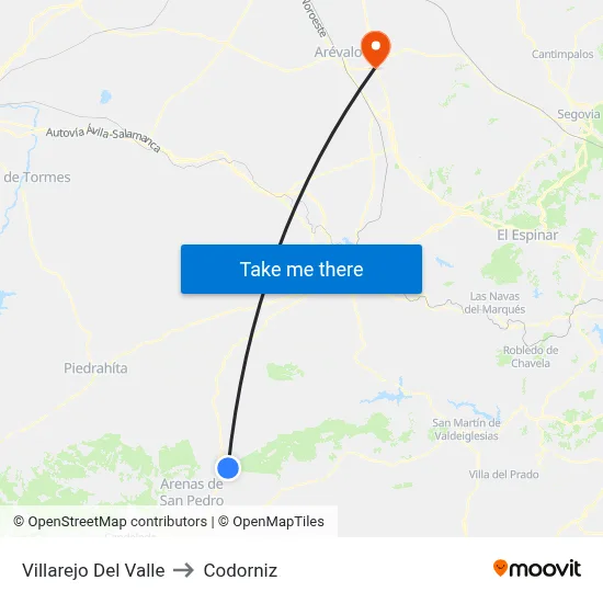 Villarejo Del Valle to Codorniz map