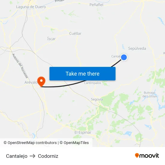 Cantalejo to Codorniz map