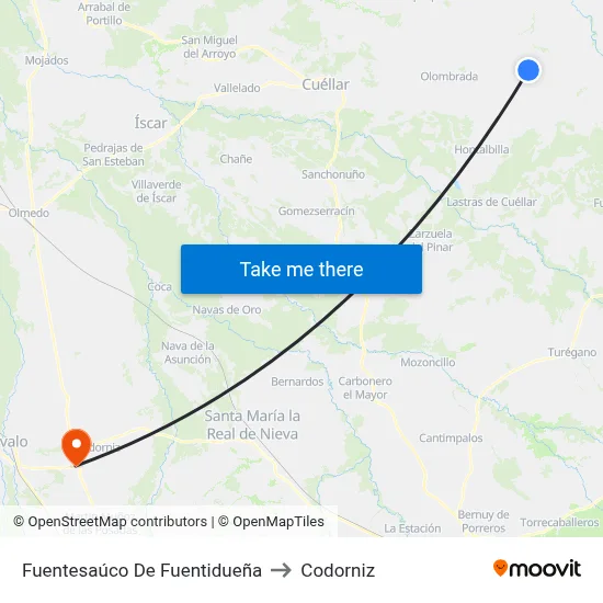 Fuentesaúco De Fuentidueña to Codorniz map