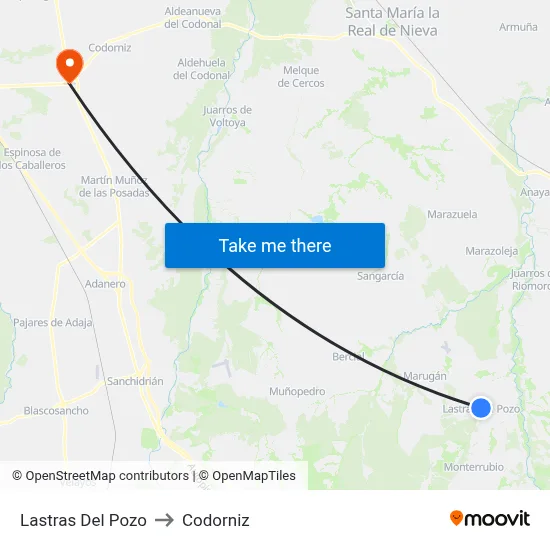Lastras Del Pozo to Codorniz map