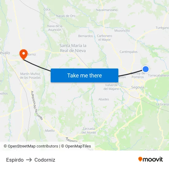 Espirdo to Codorniz map