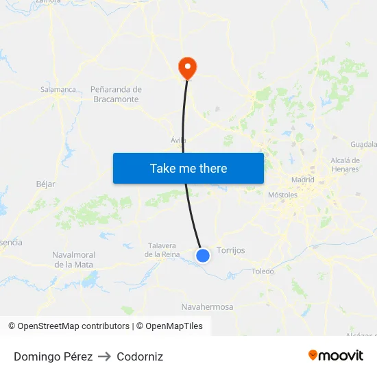 Domingo Pérez to Codorniz map