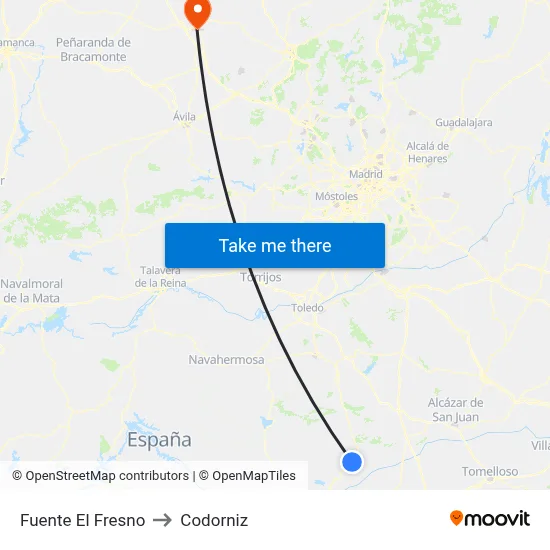 Fuente El Fresno to Codorniz map