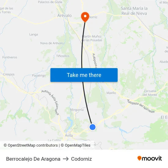 Berrocalejo De Aragona to Codorniz map