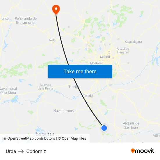 Urda to Codorniz map