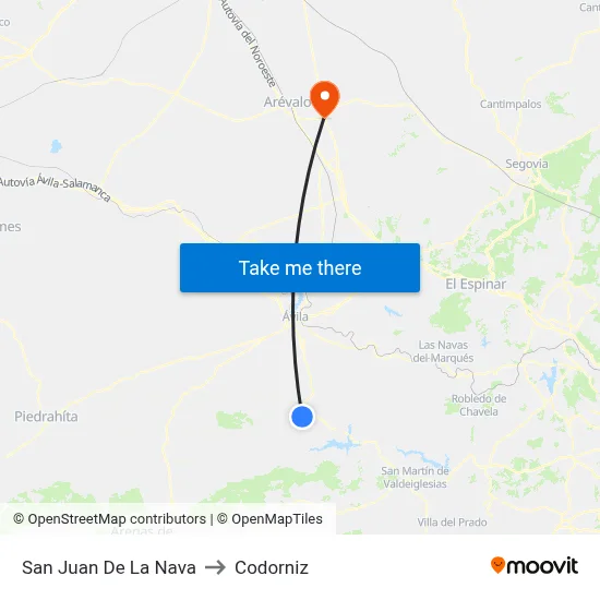 San Juan De La Nava to Codorniz map