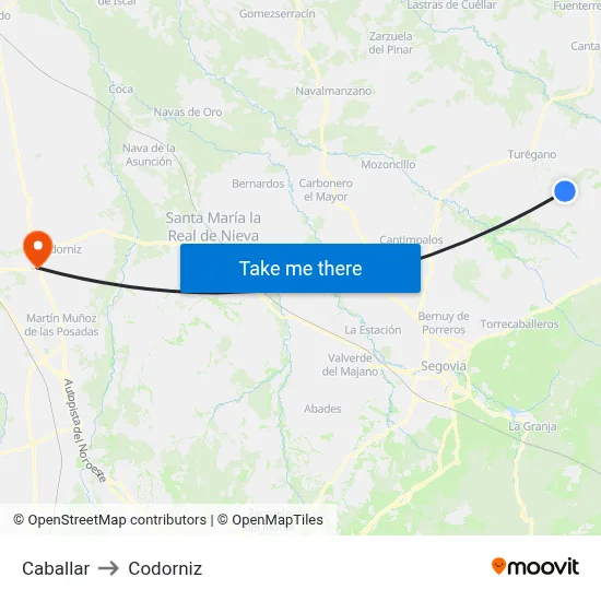 Caballar to Codorniz map
