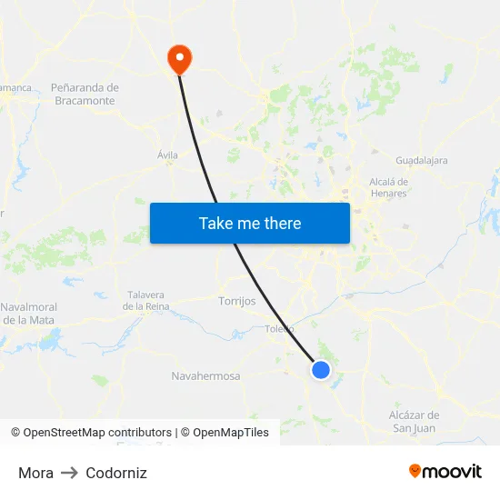 Mora to Codorniz map
