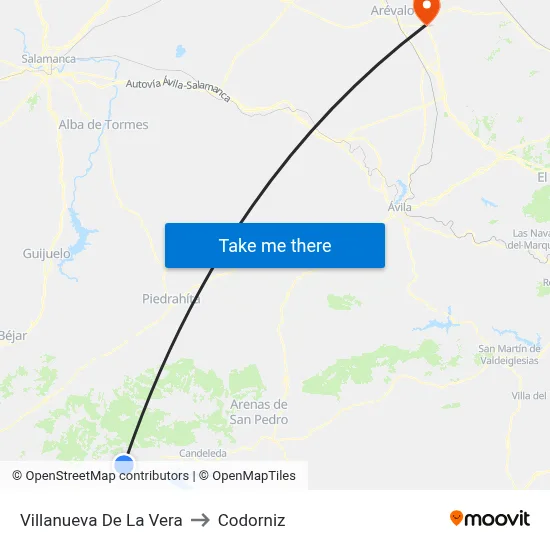 Villanueva De La Vera to Codorniz map