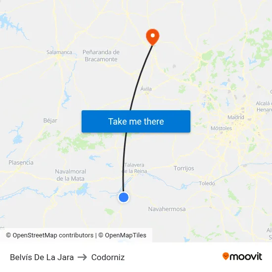 Belvís De La Jara to Codorniz map