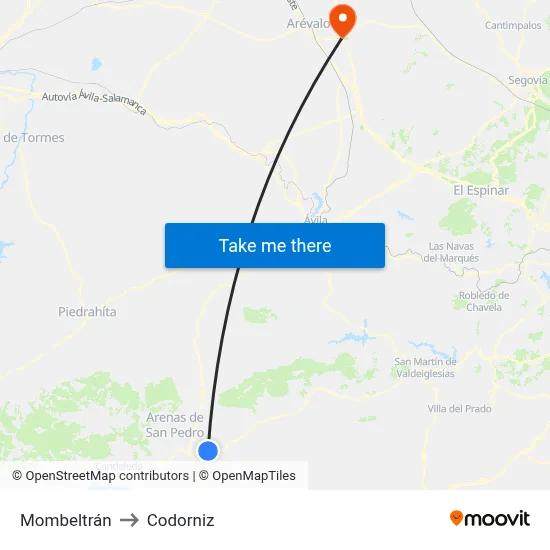 Mombeltrán to Codorniz map