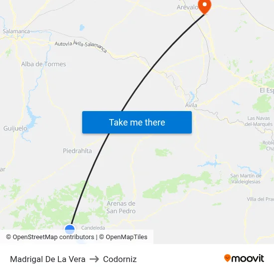Madrigal De La Vera to Codorniz map