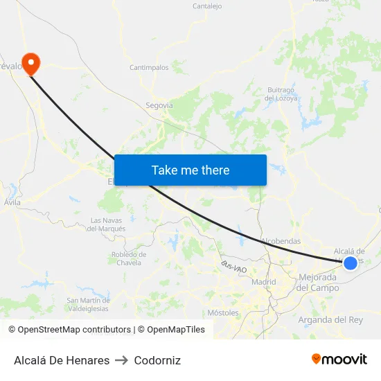 Alcalá De Henares to Codorniz map