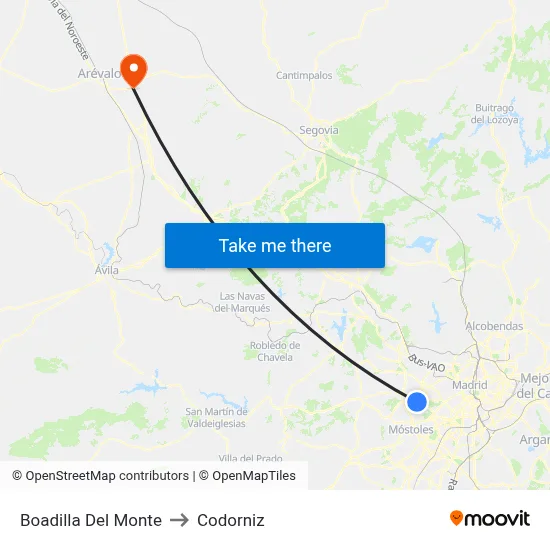 Boadilla Del Monte to Codorniz map