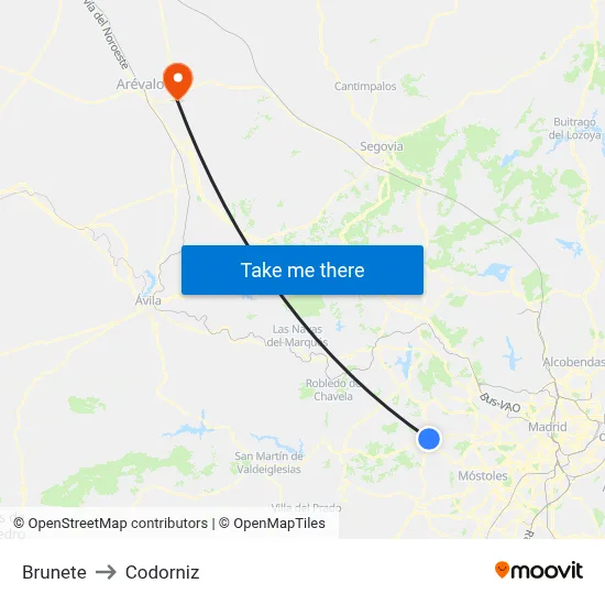 Brunete to Codorniz map
