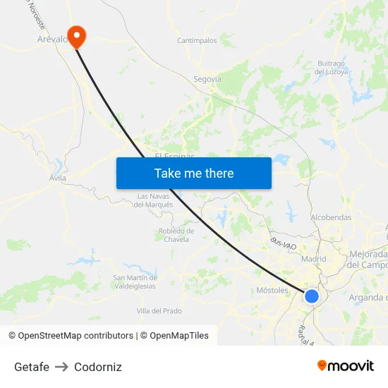 Getafe to Codorniz map