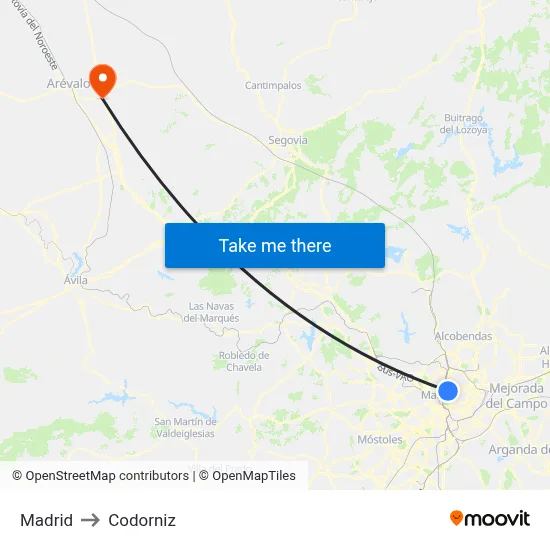Madrid to Codorniz map
