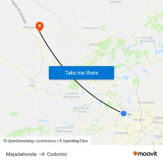 Majadahonda to Codorniz map