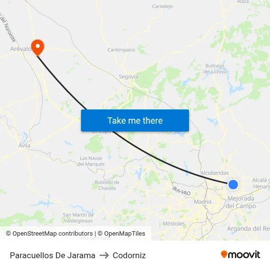 Paracuellos De Jarama to Codorniz map