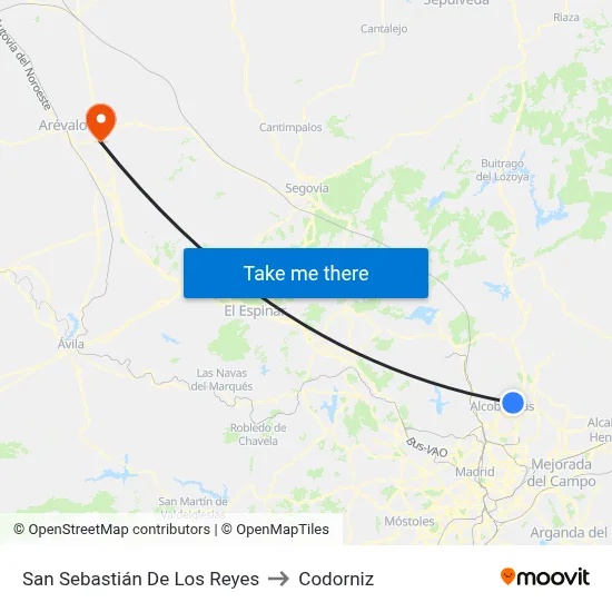 San Sebastián De Los Reyes to Codorniz map