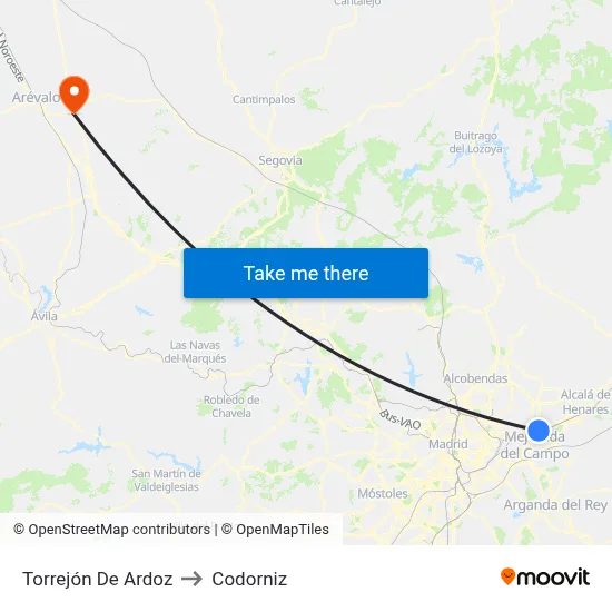 Torrejón De Ardoz to Codorniz map