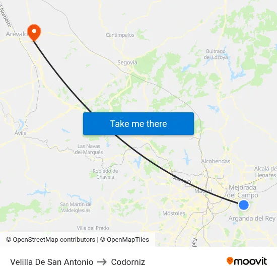 Velilla De San Antonio to Codorniz map