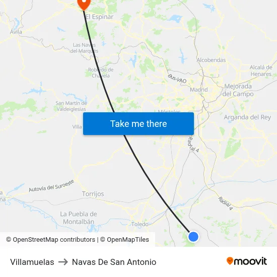 Villamuelas to Navas De San Antonio map