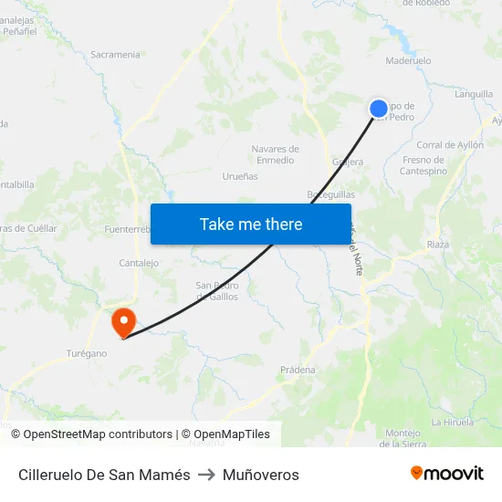 Cilleruelo De San Mamés to Muñoveros map
