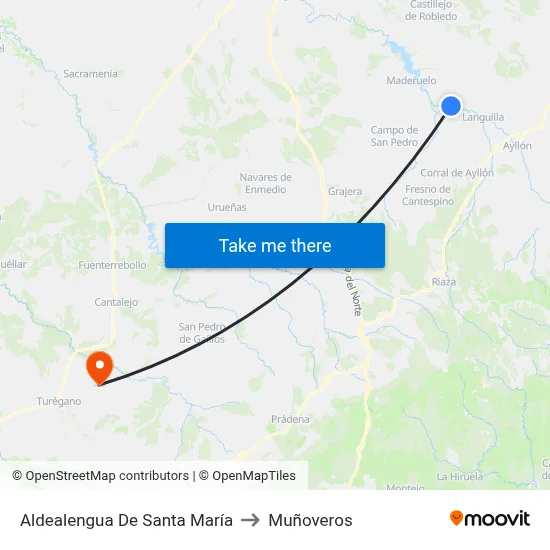 Aldealengua De Santa María to Muñoveros map