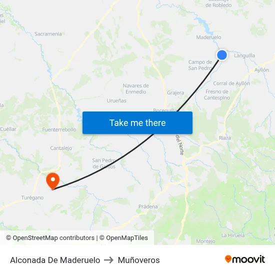 Alconada De Maderuelo to Muñoveros map