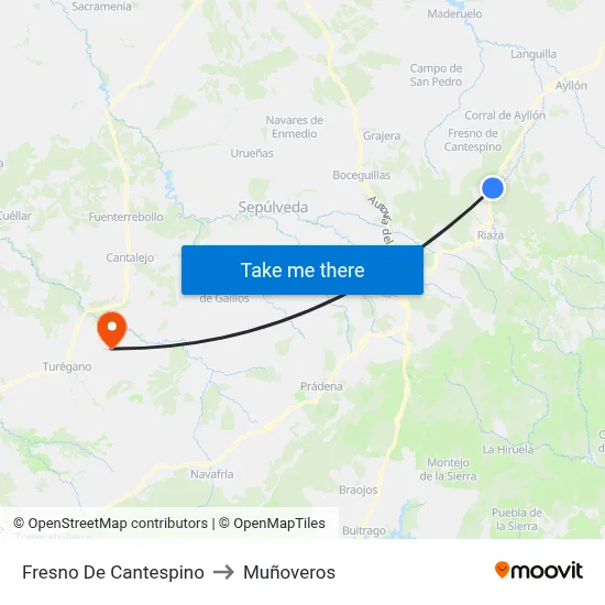 Fresno De Cantespino to Muñoveros map