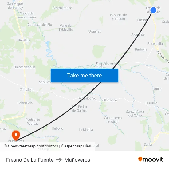 Fresno De La Fuente to Muñoveros map