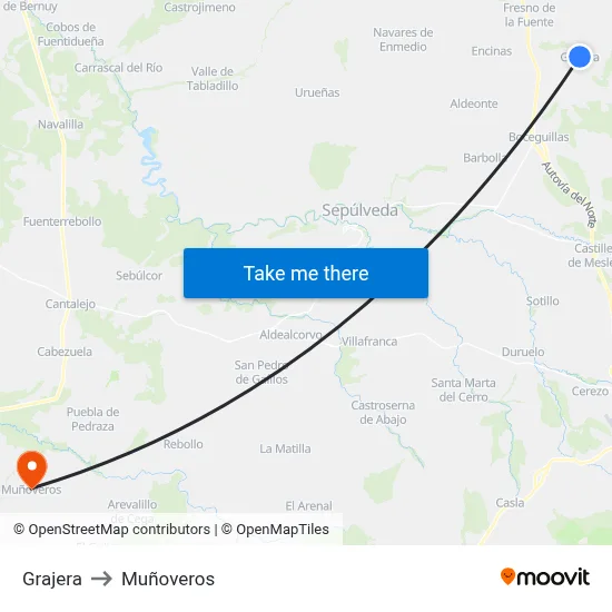 Grajera to Muñoveros map