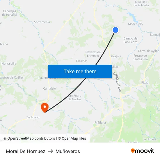 Moral De Hornuez to Muñoveros map