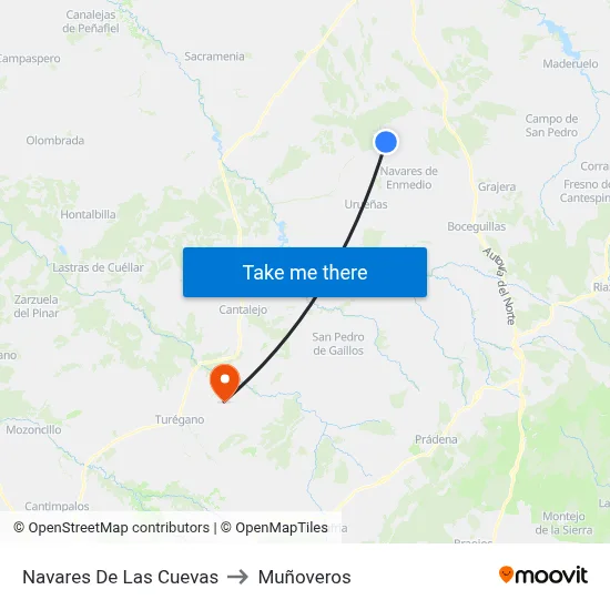 Navares De Las Cuevas to Muñoveros map