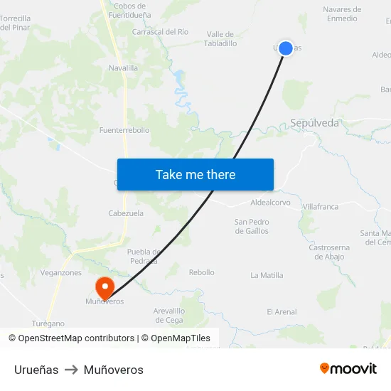 Urueñas to Muñoveros map