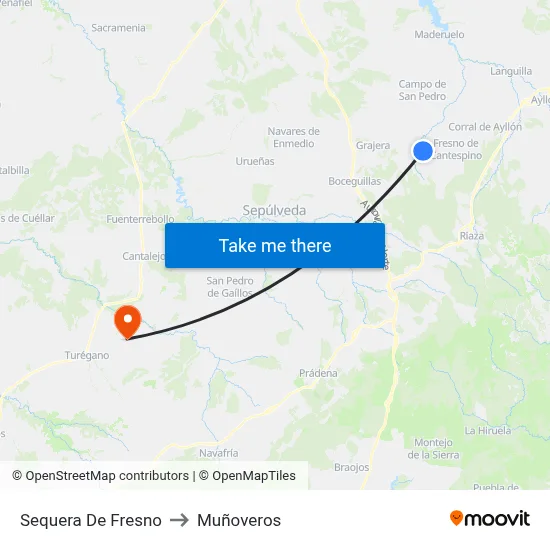 Sequera De Fresno to Muñoveros map