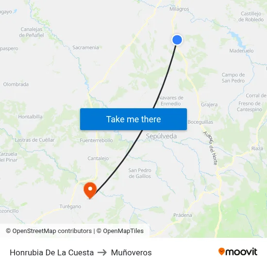 Honrubia De La Cuesta to Muñoveros map