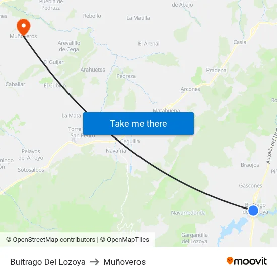Buitrago Del Lozoya to Muñoveros map