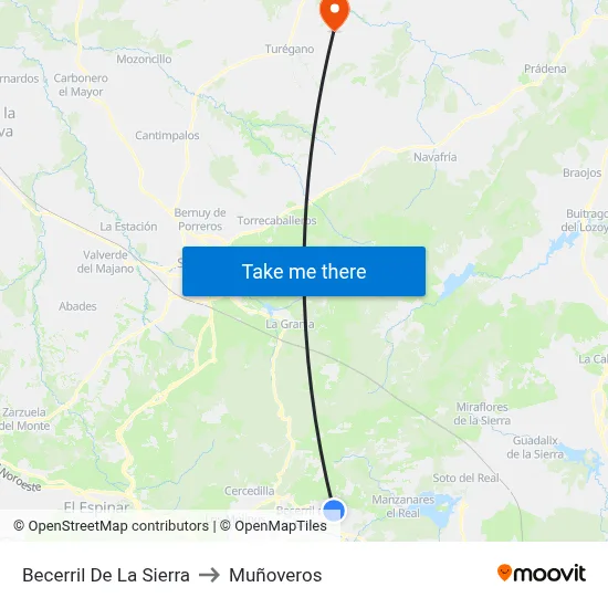 Becerril De La Sierra to Muñoveros map