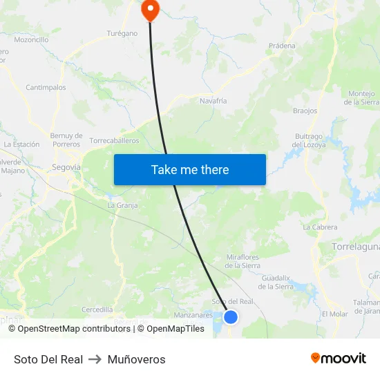 Soto Del Real to Muñoveros map