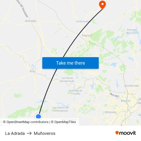 La Adrada to Muñoveros map