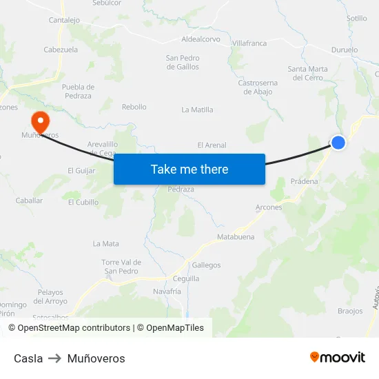 Casla to Muñoveros map