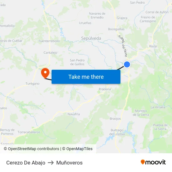 Cerezo De Abajo to Muñoveros map