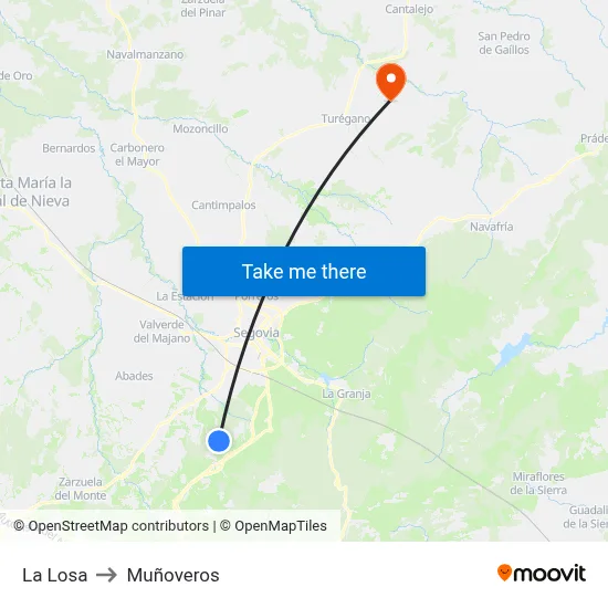 La Losa to Muñoveros map
