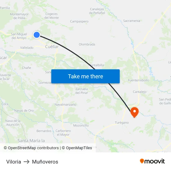 Viloria to Muñoveros map