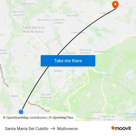 Santa María Del Cubillo to Muñoveros map