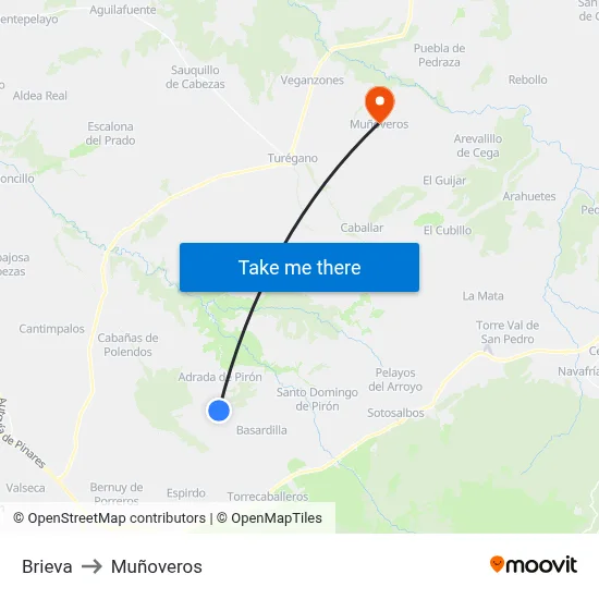 Brieva to Muñoveros map